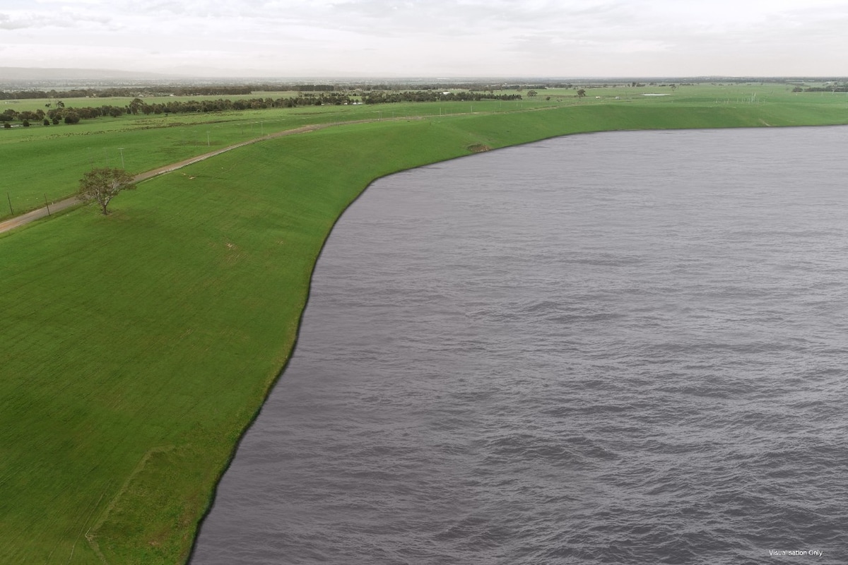 Visualisation of full pit lake, Loy Yang Mine from Traralgon Creek Road