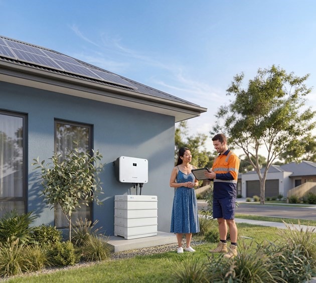 A joyful child perched on a bearded man's shoulders laughs towards the sky, while the man looks up at the child with a smile. They are outdoors with wind turbines in the background under a vast, clear sky, suggesting a moment of happiness in a sustainable, wind-powered environment.
