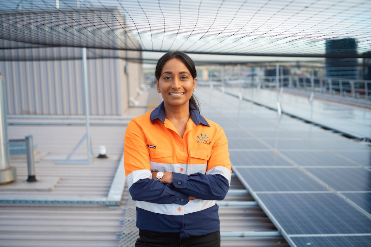 Natalie pictured on the roof of AGL's Melbourne office.