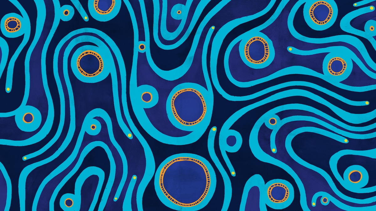 Blue and black indigenous rap artwork