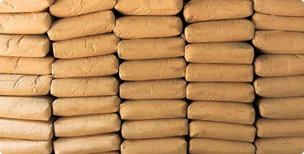 A close up of filled paper sacks in large stacks 