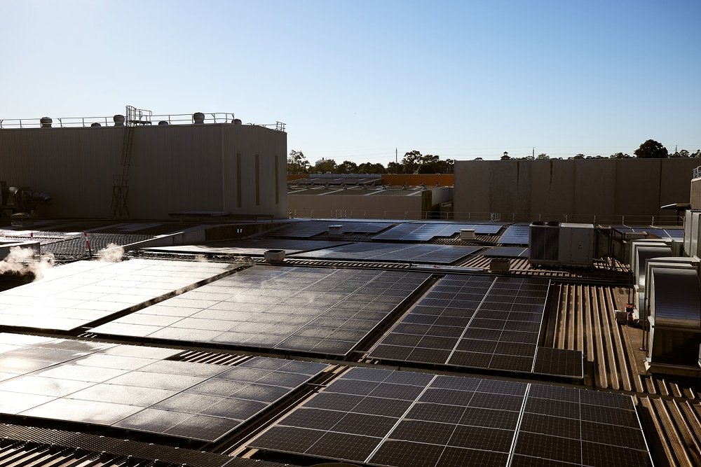 Solar panel shot of Bega Group facility in Western Sydney