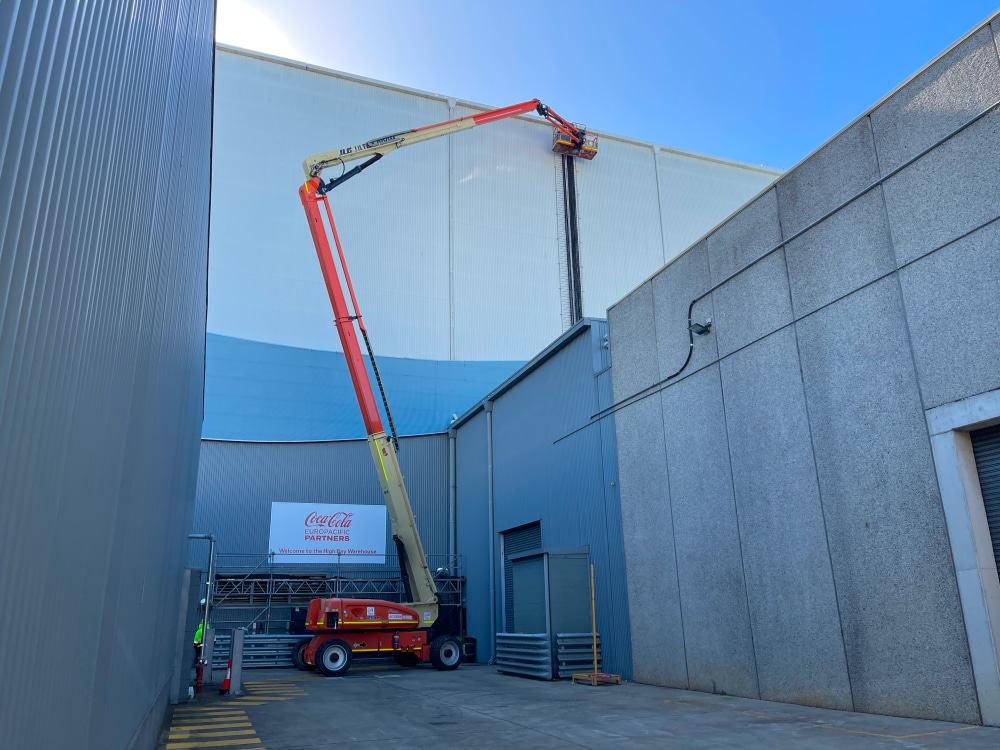 A crane working at the Coca Cola factory