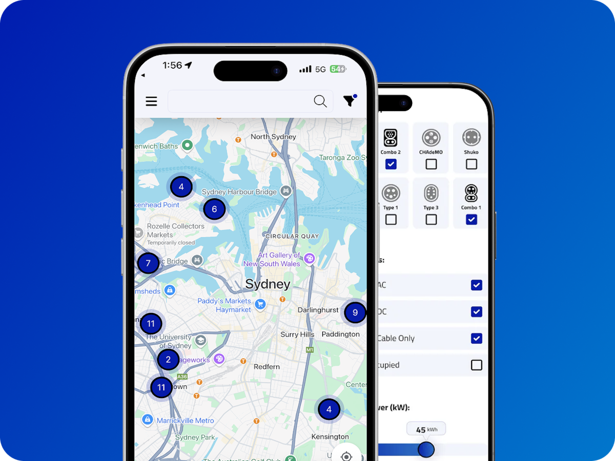 Sscreenshots of the kerbside parking app