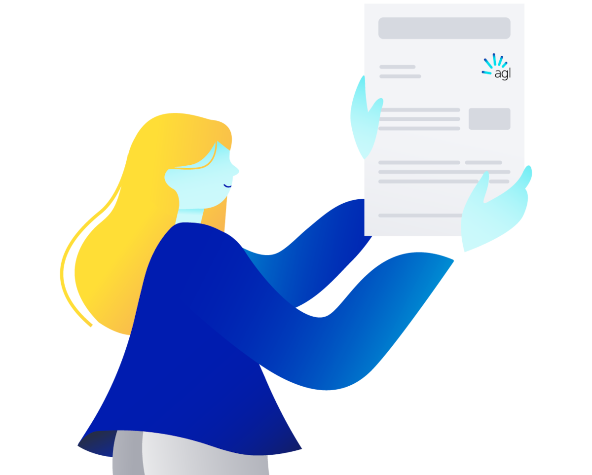 Illustration depicting a person learning about their energy and telco bills