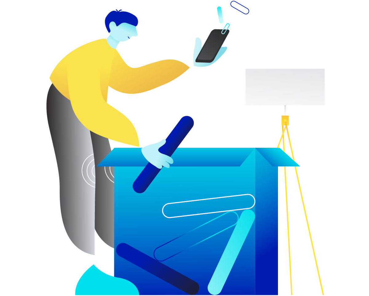 Illustration depicting a person unpacking a box as they move house