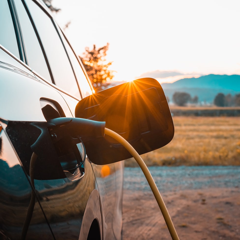 Electric vehicle being charged