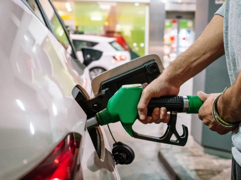 Filling up petrol at BP station