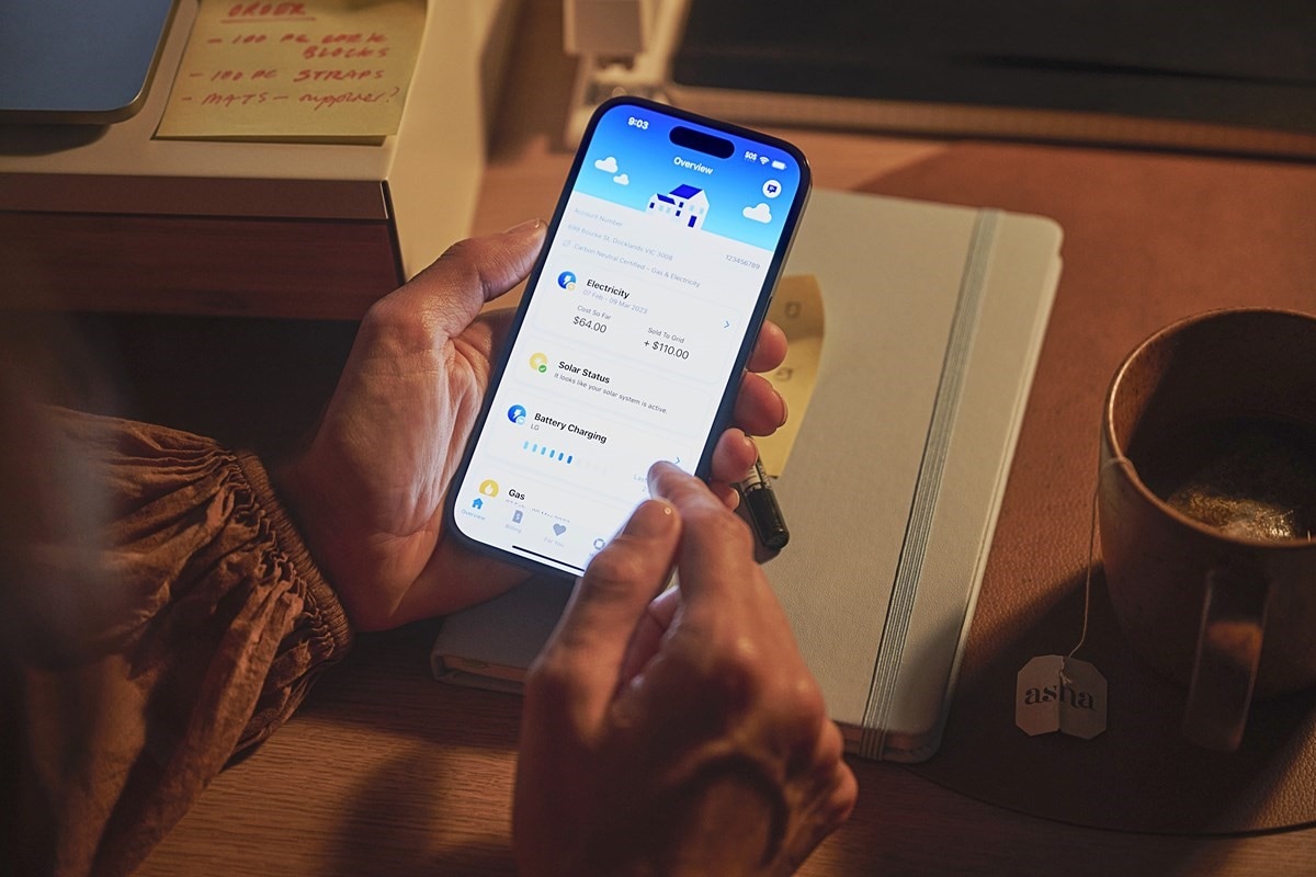 Person looking at energy usage in the AGL app