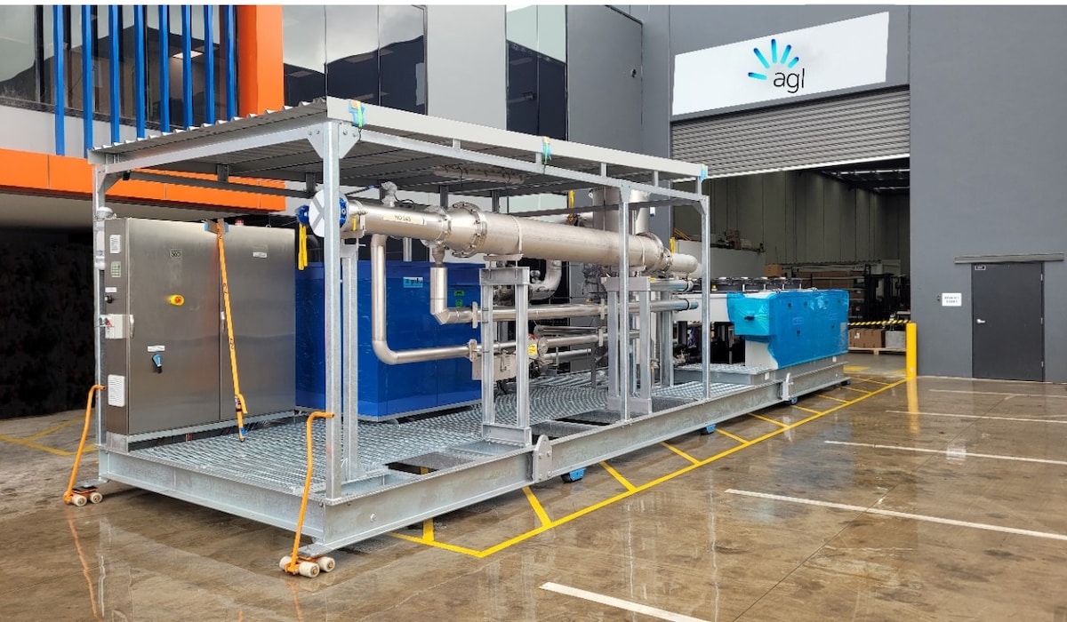 A bioenergy delivery system adorned with an AGL logo