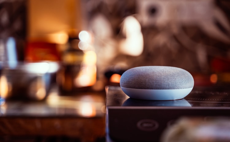 Close up of a Google nest on a table