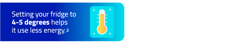 Setting your fridge to 4-5 degrees Celsius helps it use less energy.