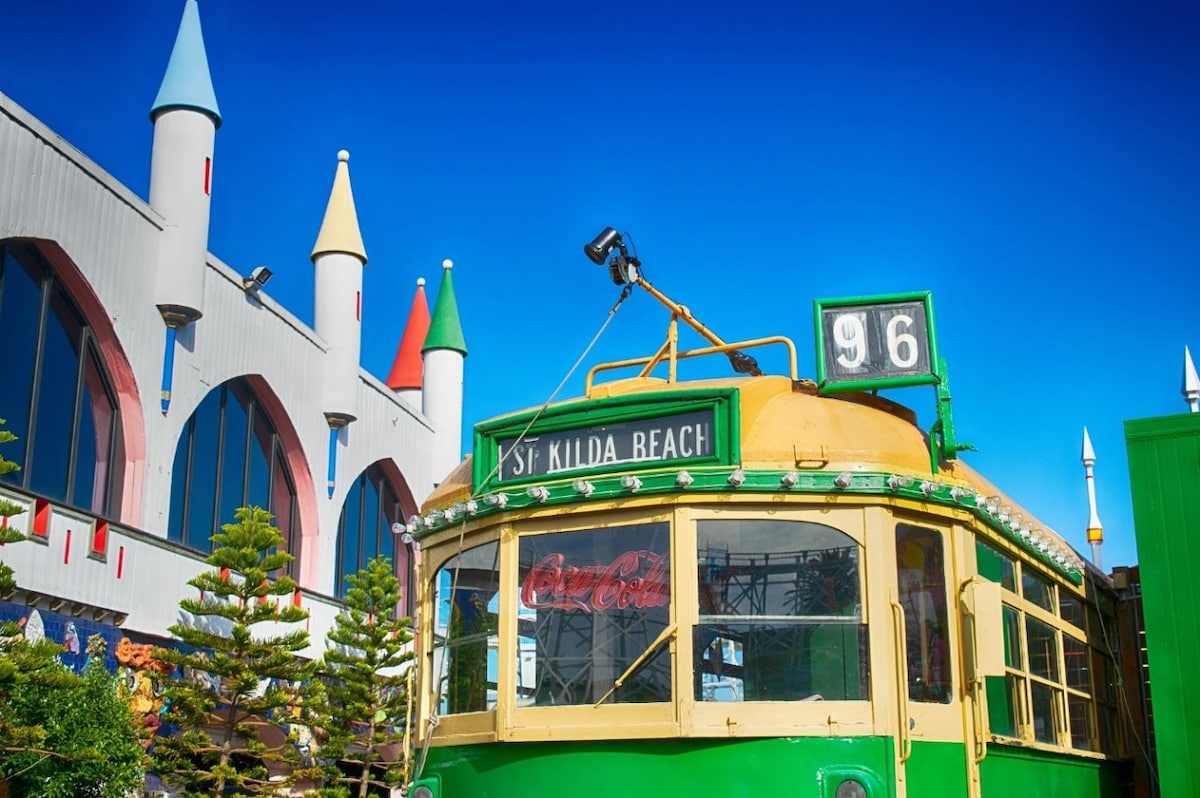 Tram 96 to St Kilda beach in Melbourne