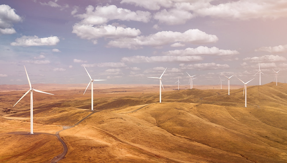 Landscape image of rural windfarm
