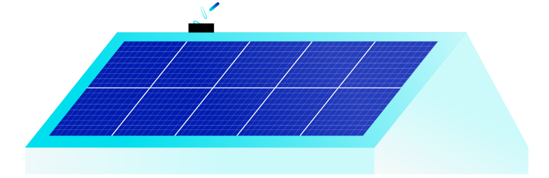 Roof with solar panels. 