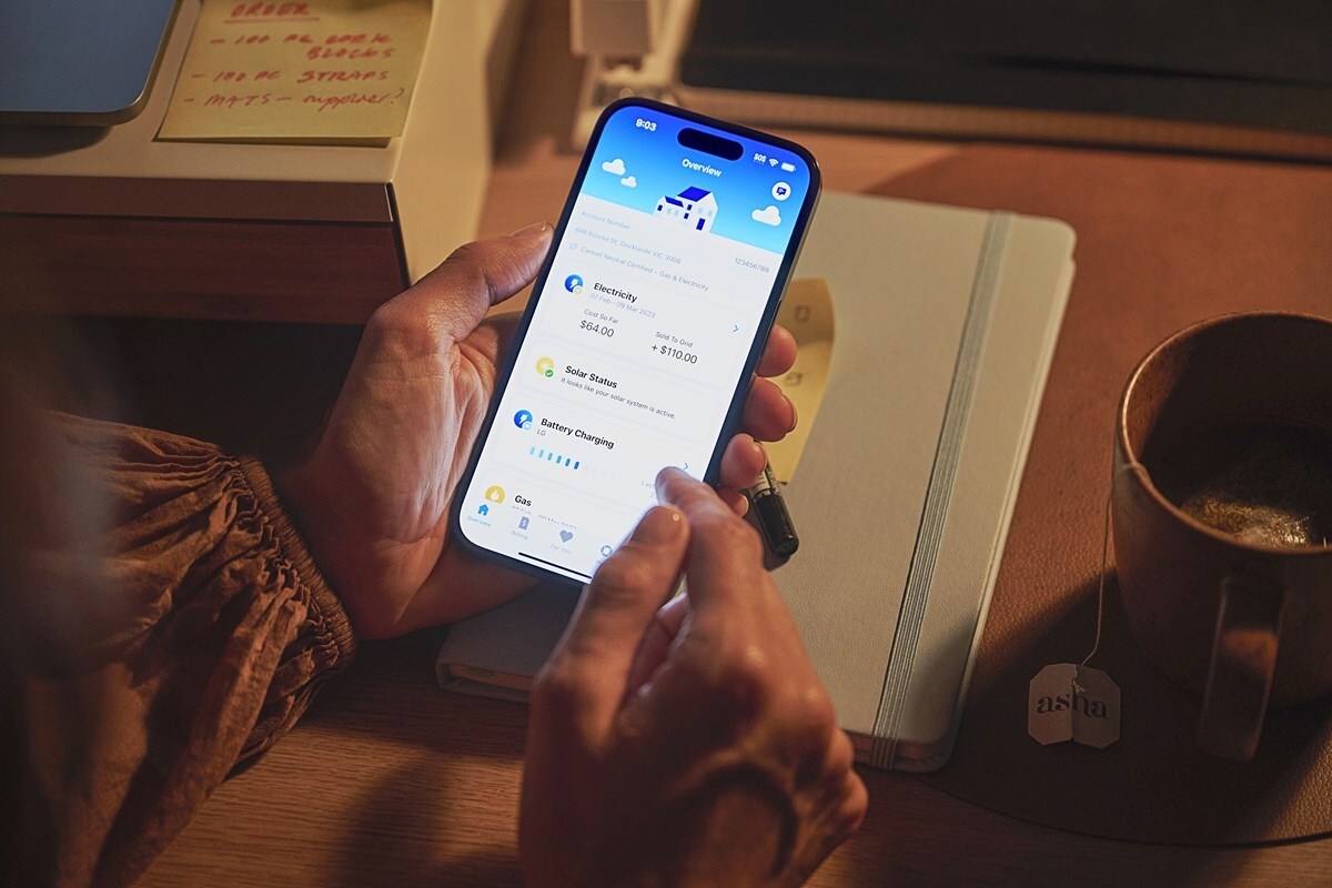 Person looking at energy usage in the AGL app