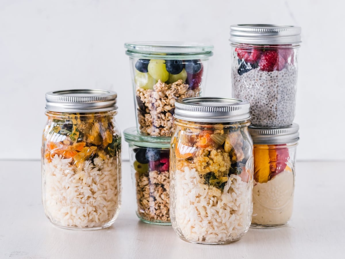 Jars of pre prepared fresh meals
