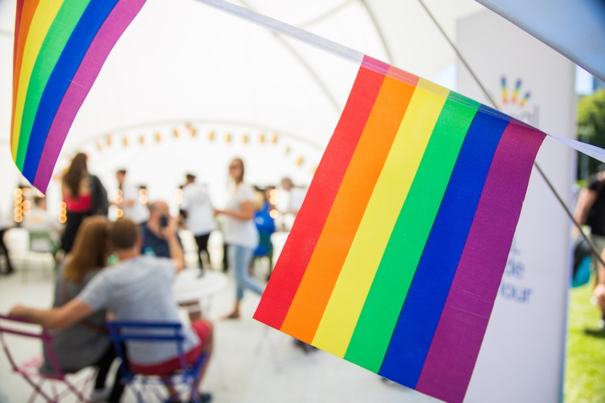 Pride flag at a Midsumma activation