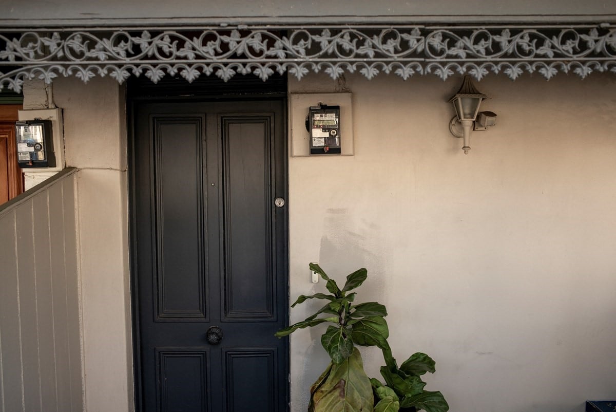 Digital meter next to the front door of a house