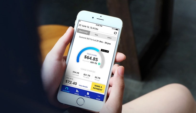 Closeup of energy usage displayed in the AGL app