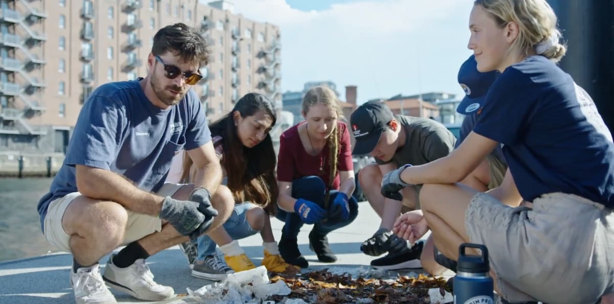 Group of Seabin Project volunteers sorting through plastic