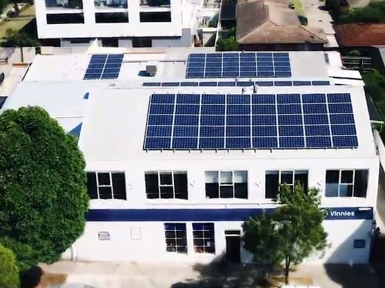 rooftop solar panels on Vinnies Victoria building 