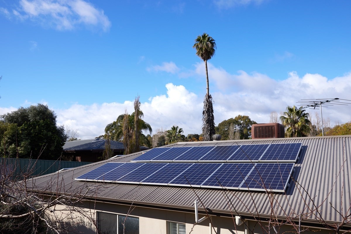 Solar panels on top of a house in Adelaide