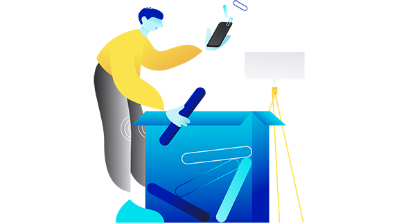 Illustration depicting a person unpacking a box as they move house