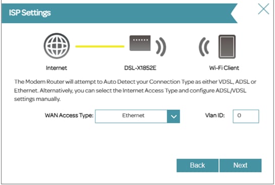 A screenshot of the ISP settings