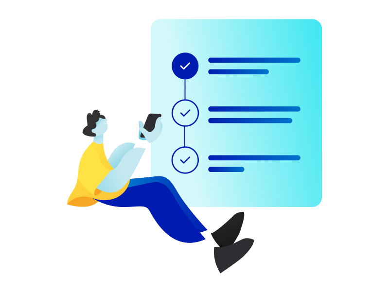 Illustration of person tracking their connection progress on the app