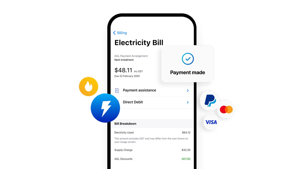 AGL electricity bill app screen