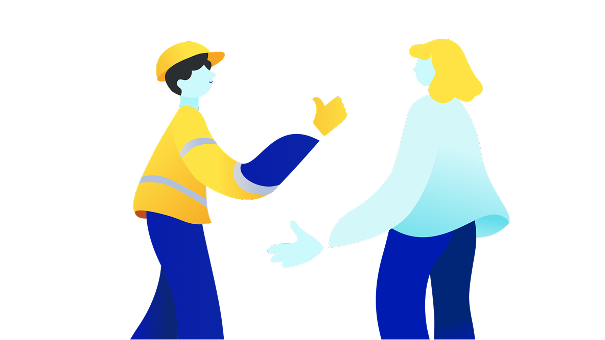Illustration of two coworkers in conversation