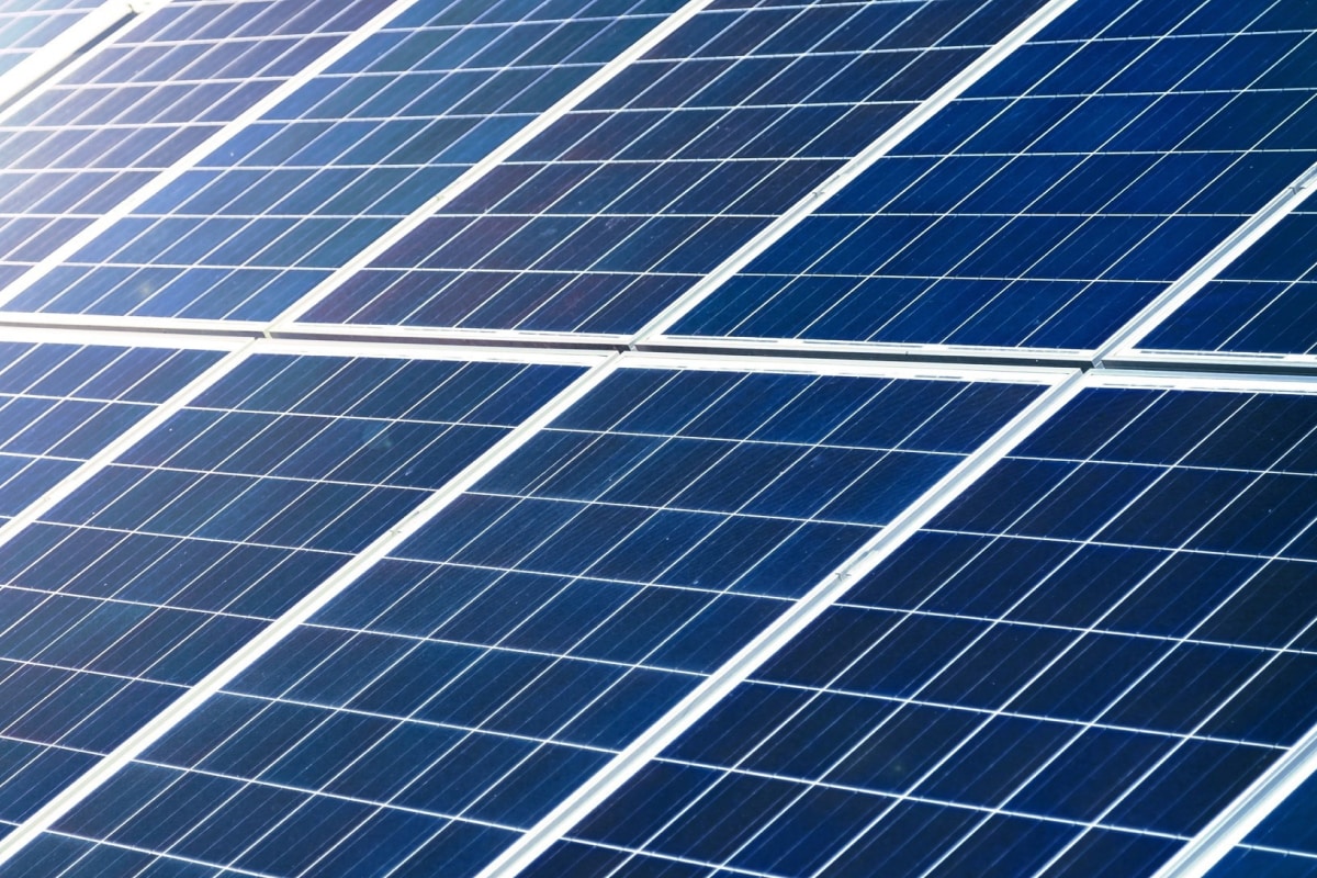 Close up of solar panels.